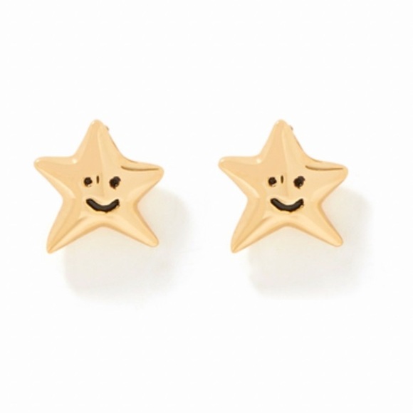 COACH Gold-Tone Smiley Face Star Stud Earrings with Original Coach Pouch NEW - Picture 6 of 11
